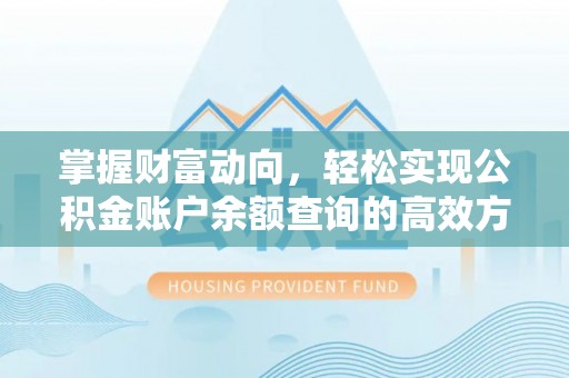 莘县掌握财富动向，轻松实现公积金账户余额查询的高效方式