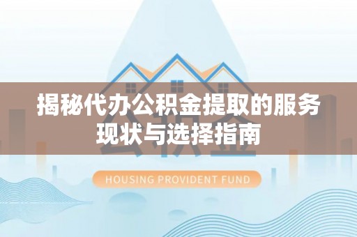莘县揭秘代办公积金提取的服务现状与选择指南